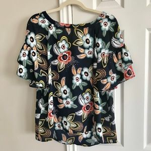 Navy Floral Blouse